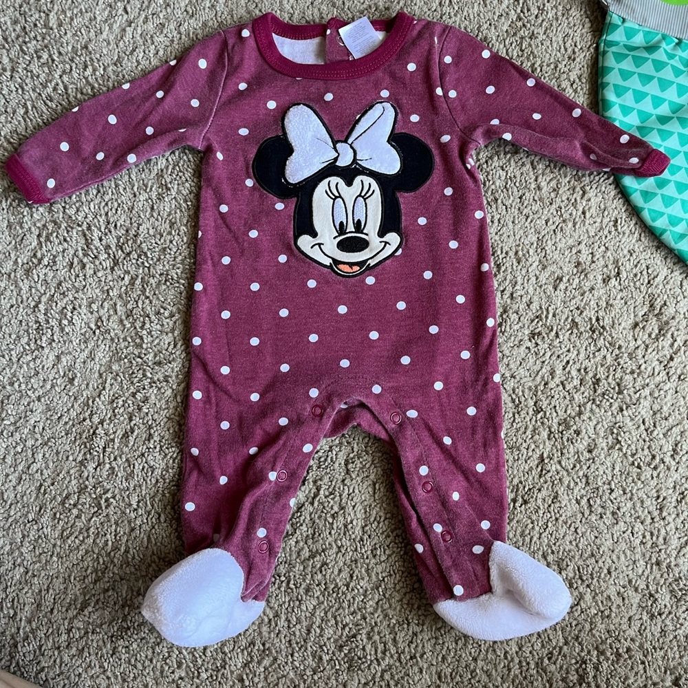 Minnie Mouse footie 0-3 month